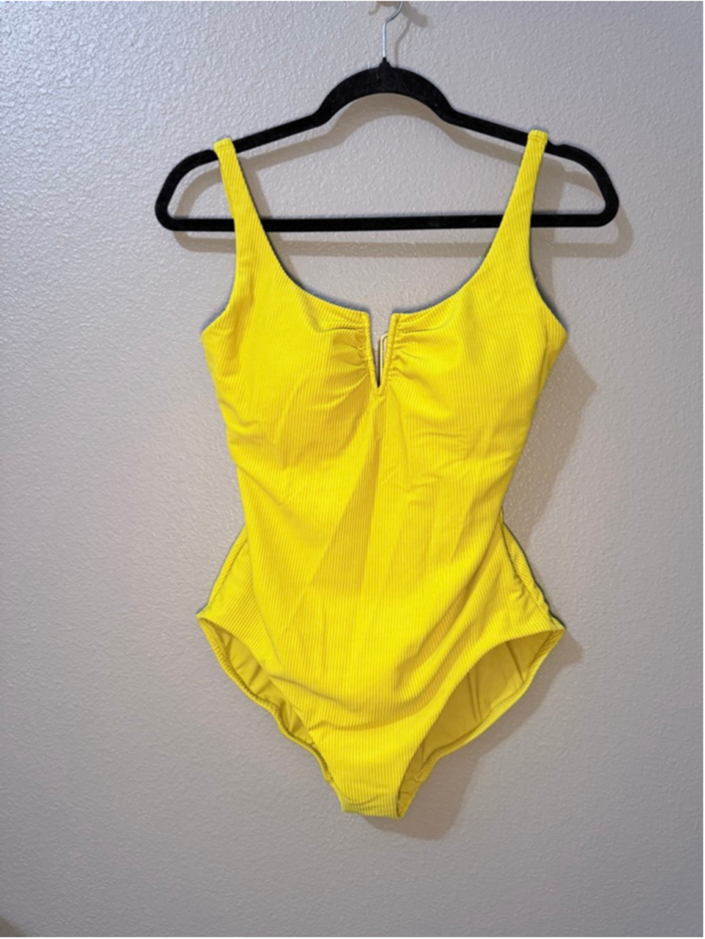 Women's CALLA dark mustard Yellow Ribbed One Piece Swimsuit Size 8 - Picture 3 of 6